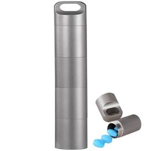 lot 20210 image: Small Keychain Pill Holder,304 Stainless Steel Portable Pill Case Organizer for Travel,Waterproof Pocket Pill Container Medicine Box for Purse Men (Large Pocket Pill Case)