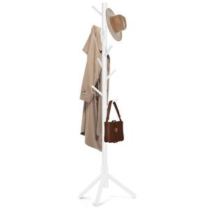 lot 20213 image: Freyawin Solid Wooden Coat Rack Freestanding, New Zealand Pine Coat Tree with 8 Hooks & 3 Adjustable Sizes for Coats, Hats, Handbags and Scarves, Space Saving for EntrywayOfficeBedroom (White)