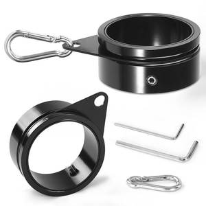 lot 20218 image: Anovo Flag Pole Rings, Aluminum Alloy Flagpole Rings 360° Rotating Anti Wrap Flag Mounting Ring, Spinning Flag Pole Clips with Carabiner (Black, 2 Inch -Pack of 2)