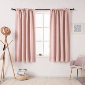 lot 20225 image: DUALIFE Blush Pink Curtains for Living Room - 63 Inch Length Rod Pocket Thermal Insulated Energy Saving Room Darkening Noise Reducing Curtains for Bedroom Set of 2 Panels (Blush Pink 42x63)
