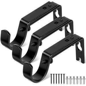 lot 20226 image: Jikro Heavy Duty Curtain Rod Brackets, Adjustable Wall Mount Iron Rod Holders for 1 Inch Rods, Window Treatment Hardware Kit with Screws & Anchors (3PCS)