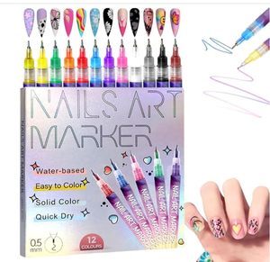 lot 20235 image: NEW 12 Colors Nail Arts Markers Pens Set, Nail Markers for Nail Arts, Suitable for Nail Arts, Nail Painting, And Artistic Decorations Suitable for Everyone��12 Colors��