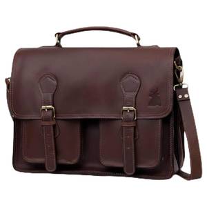 lot 20238 image: Leather Messenger Bag For Men - leather laptop bag briefcase for women - Mens Satchel Bag, 18 Inch Brown Genuine Buffalo Leather Computer Bag For Work