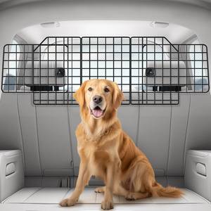 lot 20239 image: rabbitgoo Dog Car Barrier for SUVs, Adjustable Large Pet Gate, Universal-Fit Divider Cargo Net, Heavy-Duty Wire Mesh Dog Barrier SUV, Van Vehicles Subaru Car Accessories Safety Travel, Triple Folding