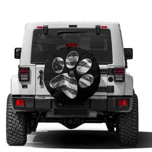 lot 20253 image: Foruidea Paws US American Flag Spare Tire Cover with Backup Camera Hole Wheel Tire Cover Fit Trailer, RV, SUV and Many Vehicle 17inch