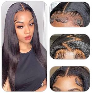 lot 20267 image: Straight Lace Front Wigs Human Hair for Black Woman Frontal Pre Plucked Natural Color Daily Party Use 26 Inch