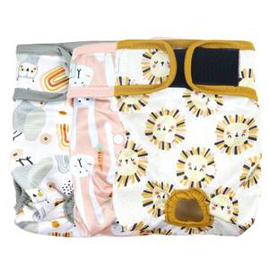 lot 20271 image: Langsprit Washable Female Dog Diapers (3 Pack) - Doggie Reusable Small Medium Large Dog Diapers for Doggy Puppy Female in Period - Highly Absorbent Dog Heat Panties (Medium,Rabbit, Owl, Lion)