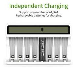 lot 12371 image: POWEROWL Smart Battery Charger for AA AAA Rechargeable Batteries (Used)