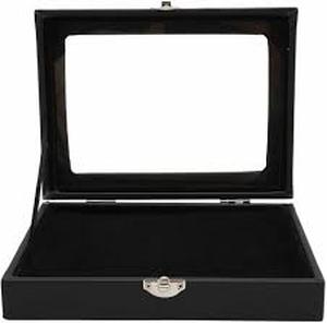 lot 18226 image: Black Display Case with Glass Top and Mirror Base