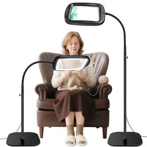 lot 1669 image: 30X 10X Extra Large Floor Magnifying Glass with Light and Stand,60 LED Flexible Gooseneck Floor Magnifying Lamp with 5 Color Modes, 2-in-1 Lighted Magnifiers for Close Work, Sewing,Crafts, Painting