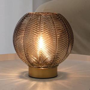 lot 1670 image: LUSHARBOR Battery Operated Lamp with Timer, Small Glass Table Lamp, Decorative Cordless Battery Powered Bedside Lamps for Living Room Shelf Decro Desk -Amber