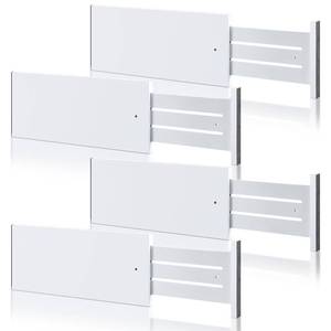 lot 1671 image: DoubleFill 4 Pcs Deep Bamboo Drawer Dividers, Deep Kitchen Dresser Drawer Organizer with Spring Loaded for Clothes, Adjustable Expandable from 15-22 Inch(6 Inch,White)