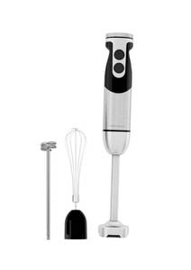 lot 1673 image: MegaWise Stainless Steel Titanium Reinforced 3-in-1 Immersion Hand Blender, Powerful with 80% Sharper Blades, 12-Speed Corded Blender, Including Whisk and Milk Frother (3-in 1 Black)