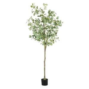 lot 1674 image: Fogein Artificial Eucalyptus Tree,6Ft Tall Fake Potted Tree Silk Faux Eucalyptus Tree with Plastic Nursery Pot, Artificial Plants for Home Office Indoor Decor