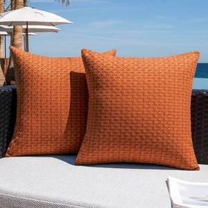 lot 1679 image: Kevin Textile Fall Outdoor Waterproof Throw Pillow Covers Pack of 2 Boho Farmhouse Decorative Euro Sham Cushion Covers for Garden Patio Tent Balcony Bench Couch Sofa 26x26 Inch, Burnt Orange