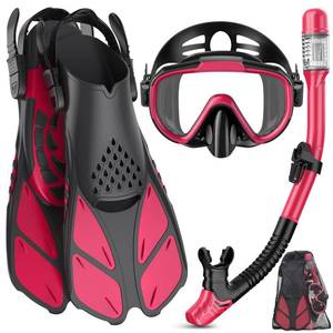 lot 1703 image: Ubekezele Snorkeling Gear for Adults Men Women,4 in 1 Snorkel Set with Panoramic View Diving Mask Anti-Fog Anti-Leak,Dry Top Snorkel,Fins and Travel Bag for Swimming,Snorkeling and Travel Diving