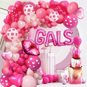 lot 2151 image: 136Pcs Galentines Day Decorations Galentines Day Balloon Garland Arch Kit Include Gals Balloons,Lip Foil Balloons for Galentines Day Themed Girls Women Brunch Party Supplies