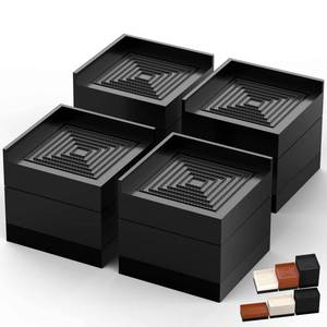 lot 2163 image: Furniture Risers, Tclouda BedSofaDeskTableChair LegFridge Lifts to 1.5, 3 and 4 in, Rectangle Adjustable Risers Blocks for Extenders, Heavy Duty Supports Up to 1300 Lbs, 3 in-Black-Square