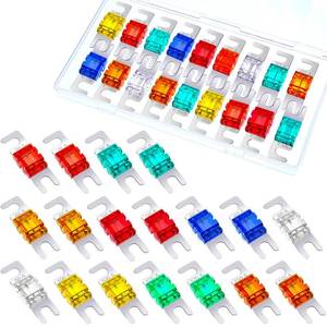 lot 2207 image: Frienda 18 Pcs Mini ANL Fuse Plated Pack Car Audio Fuses Holder kit for Automotive Marine Audio Video Electronic System(20A, 30A, 40A, 50A, 60A, 80A, 100A, 125A, 150A)
