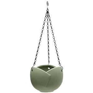 lot 3264 image: Sizikato Hanging Porcelain Planter, Unglazed Ceramic, Flower Shape, 6 Inch