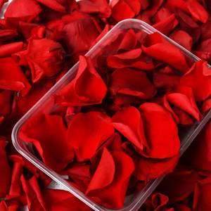 lot 3275 image: Dried Real Red Rose Petals, 2.1oz Freeze Preserved Flower Petals for Valentines Day Gifts Wedding Party Decor, Flower Girl, Dinner table Centerpieces, Bridal Shower, Flower Confetti