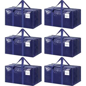 lot 3286 image: 6 Pack Extra Heavy Duty Large Moving Bags with Strong Zipper & Comfortable Handles, Sturdy & Durable Clothes Storage Bags Totes Bins, Blue Packing Moving Boxes for College Supplies, Dark Blue