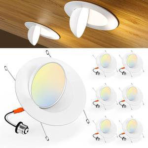 lot 3287 image: Amico 6 Pack 6 Inch Eyeball Gimbal Retrofit Can Lights, 90° Adjustable Directional 5CCT LED Recessed Lights, Dimmable, 2700K3000K4000K5000K6000K Selectable, 12W 1200LM, ETL&FCC