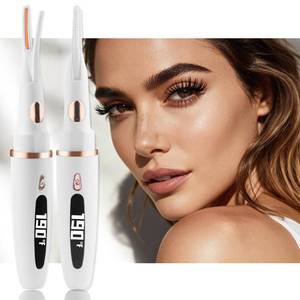 lot 4124 image: Heated Eyelash Curlers - 2 in 1 Clip- Type Electric lash Curler Best Seller 5S Heating Eyelash Curler LED Display 3 Temp Settings for Makeup Tools USB Rechargeable Natural Curling-White