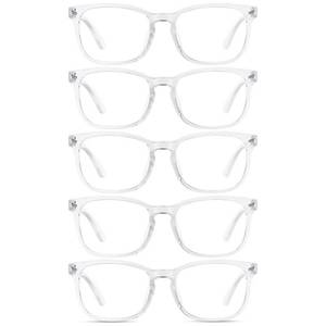 lot 4127 image: WINTOO Blue Light Glasses for Woman Men  99% Blue Light Blocking Glasses for Computer Gaming TV Phone Screen Square Frame  Anti Eyestrain & UV Glare Protection - 5 Pair