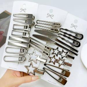 lot 4158 image: 24pcs Silver Hair Clips for Women 12 Pairs Metal Bangs Hair Clip Pins & Barrettes - Alligator Clips & Star Hairclips for Styling