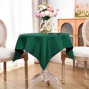 lot 4159 image: eeivs Small Square Tablecloth 36 x 36 Inch Washable Polyester Table Cloth Solid Green Heavy Duty Fabric Coffee Table Cover for Dining Home Kitchen Party Wedding