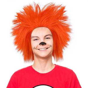 lot 4162 image: ANOGOL Hair Cap Orange Crazy Wig Ginger Cosplay Wigs Unique Spiky And Funny Wig Short Orange Funky Fuzzy Wigs Pelucas Para Payasos for Anime Cosplay Hair Halloween Costume Party