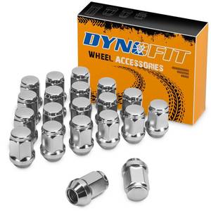 lot 4165 image: Dynofit M12x1.5 Lug Nuts Compatible with Honda Toyota Ford, Closed End Wheel Nuts for 5 Lug Aftermarket Wheel, 20pcs Chrome 1.38H 60 Degree Conical Seat for Accord CR-V Tacoma Fusion Focus Escape