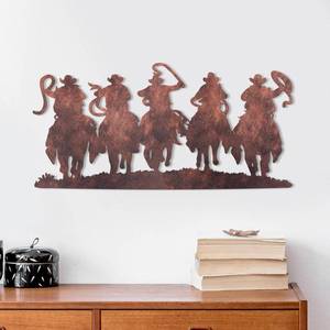 lot 4171 image: Zonon Western Decoration Vintage Metal Cowboy Wall Decor Silhouette Room Decor Hanging Riding Rustic Cowboys Wall Art Hanging for Home Speakeasy Indoor Bedroom(Rust Color)
