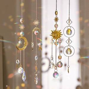 lot 4181 image: Louxiar 4PK Crystal Suncatcher for Windows Hanging Decor, Prism Sun Catcher with Chain and Hook, Rainbow Maker for Ceiling Garden Home Indoor Ornaments