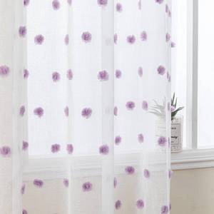 lot 4195 image: MYSKY HOME 72 Inch Long Purple Pom Pom White Sheer Curtains for Bedroom Nursery Curtains for Baby Room Door Curtain for Doorway 2 Panels Light Filtering Rod Pocket Semi Window Drapes 52 x 72 inch