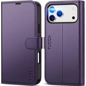 lot 4198 image: TUCCH Case Wallet for iPhone 17 Pro Max (6.9) 2025, Stand  RFID Blocking  4 Card Holder  TPU Shockproof Inner Shell  PU Leather  Magnetic Closure Folio Protective Cover  Deep Purple
