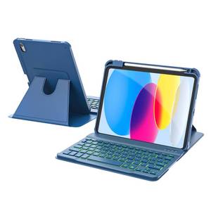 lot 4218 image: RAYMCRAFT for iPad 11th(A16, 2025)10th Generation Case with Keyboard, 360° Rotatable Case & Detachable Backlit Keyboard, Precision Cutouts and Pen Holder for iPad A16 1110th 10.9, Navy Blue