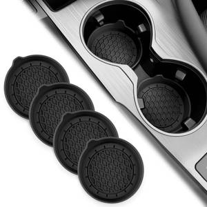 lot 4257 image: SINGARO Car Cup Holder Coaster, Silicone Cup Holder Insert, Universal Non-Slip Cup Holders, Car Accessories Interior for Women and Man Interior Sets 4 Pack Black