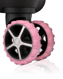 lot 4260 image: HoldFist ��8 Pack�� Luggage Wheel Covers for Most 8-Spinner Wheel Suitcases, Silicone Material for Mute and Shock Absorption (Pink)