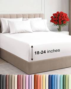 lot 5343 image: Extra Deep King Sheet Set - 6 Piece Breathable and Cooling Sheets - Hotel Luxury Bedding for Women, Men, Kids & Teens - Easy & Secure Fit - Soft and Wrinkle Free - Extra Deep Pockets - Antique White