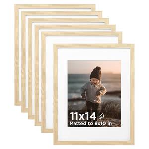 lot 5350 image: KINLINK 11x14 Picture Frame Set of 6, Wooden 14x11 Photo Frames with Plexiglass for 8x10 Picture with Mat or 11x14 Without Mat, Collage for Wall Gallery and Tabletop Display, 11 x 14 Frame Wood Grain
