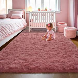 lot 5355 image: LOCHAS Ultra Soft Indoor Modern Area Rugs Fluffy Living Room Carpets for Children Bedroom Home Decor Nursery Rug 6x9 Feet, Blush