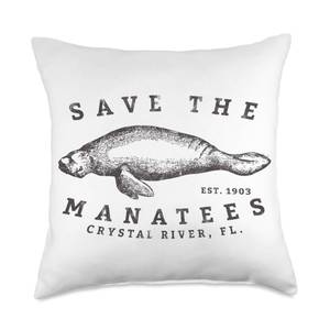 lot 5365 image: Save the Manatee Crystal River FL Gift The Manatee Throw Pillow