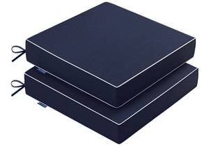 lot 5373 image: MIULEE Navy Outdoor Chair Cushions Set of 2, 19x19x3 Inch Waterproof Patio Seat Cushions for Outdoor Furniture Couch Sofa, 3 Year Color Fastness High Density Foam with Adjustable Ties