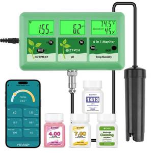 lot 6265 image: EZTOCH pH EC Continuous Monitor for Hydroponic, 6 in 1 WiFi EC PPM CF pH Meter, Digital pH TDS Temp Humidity Conductivity Monitor for DWC Hydroponic System, Aeroponic Gardening, Aquaponic