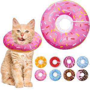 lot 6275 image: Seyezo Cat Cone Collar Soft, Adjustable Cat Recovery Collars Spay Cones to Stop Licking, Cute Donut E Collar After Surgery, Anti-Lick Wound Healing Elizabethan Collar for Kittens (Donut Pink, Small)
