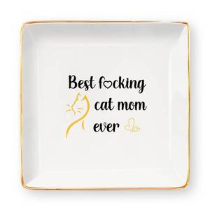 lot 6279 image: Aelciyue Cat Mom Gifts for Mothers Day - Valentines Day Birthday Christmas Gifts for Cat Lovers Mom Cats Owner Walker Ceramic Jewelry Trinket Dish Tray Ring Dish Holder