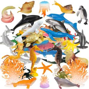 lot 6285 image: DOITEM 50 Pack Assorted Mini Vinyl Plastic Ocean Sea Animal Figures Toy Set, Realistic Under The Sea Life Figure Bath Gift for Child Educational Kids Party Cake Cupcake Topper