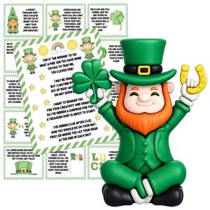 lot 6319 image: Roowest 1 Pcs Mini Leprechaun Figurines Bulk St Patricks Day Gift Leprechaun Trap Decorations to Hide with Lucky Hunt Card St Patricks Day Party Favors for School Classroom Exchange Prize (Sit)